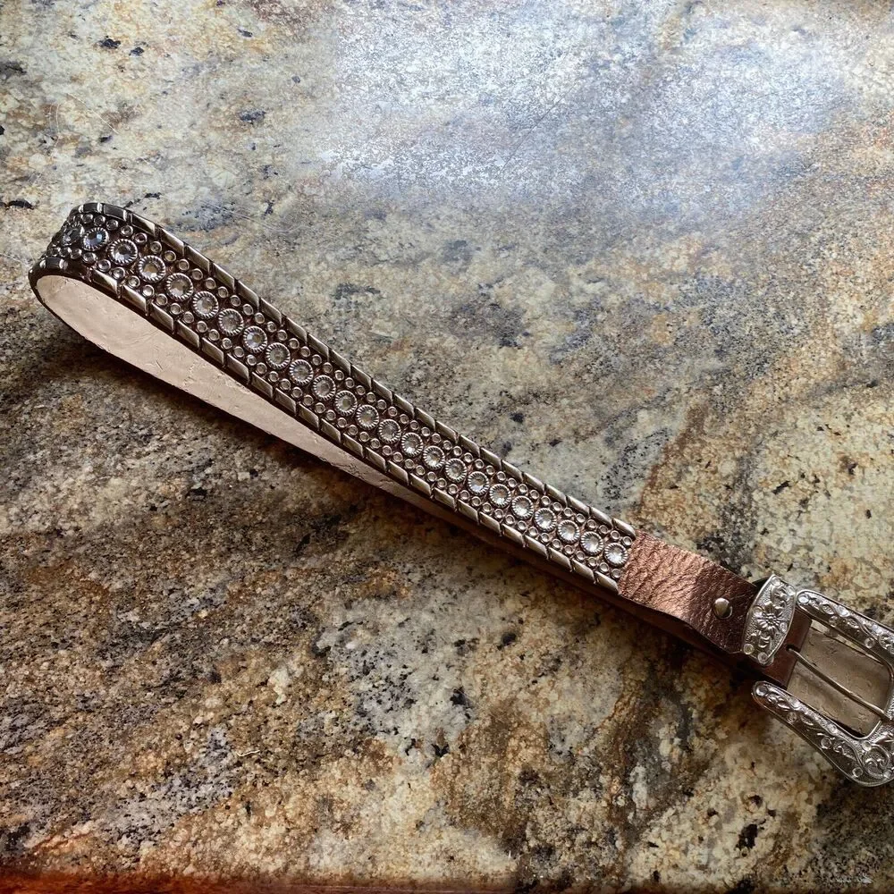 Women's Belt Size M Italian Leather Belt 32 X 1.5 in Rhinestone and Studded Belt